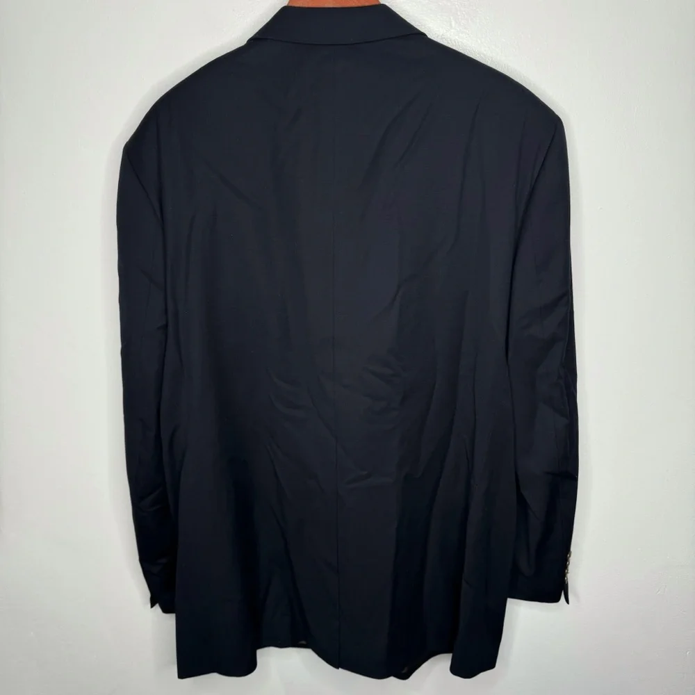 Joseph & Feiss Gold 2 Button Blazer Navy Blue 100% Wool Size 50L